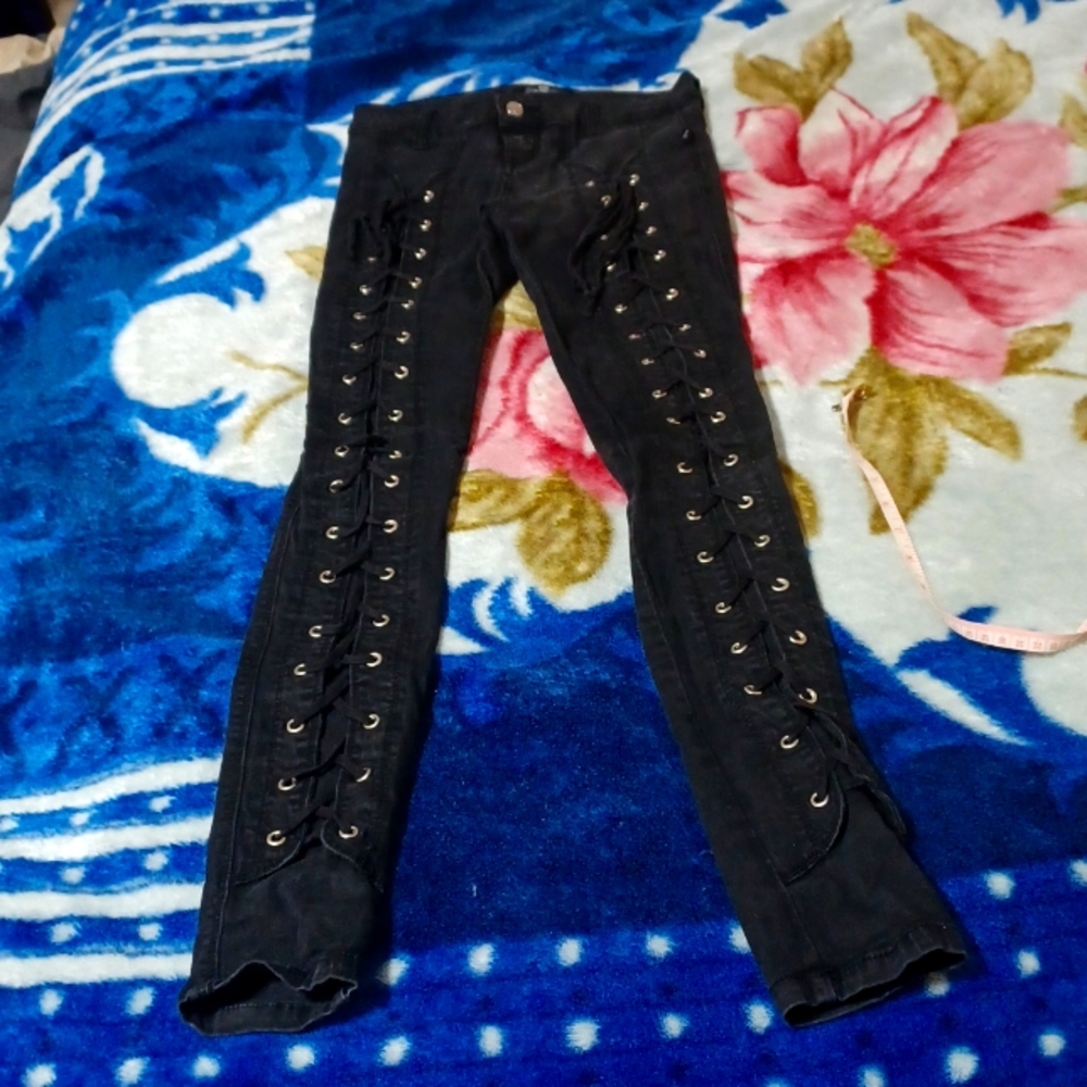 Royal Bones Black Corset Style Skinny Jeans